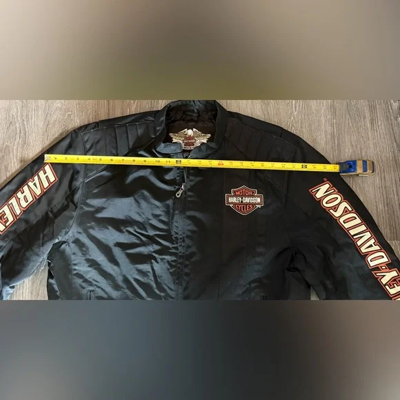 Harley-Davidson Black and Orange XL Embroidered Patch Men's Bomber Jacket - Picture 12 of 15